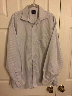 Jos. A. Bank Blue and White Pinstripe Long Sleeve Dress Shirt